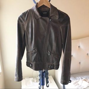 Zara brown leather jacket